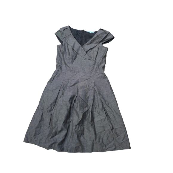Antonio Melani Midi Dress Cocktail Women Size 12 Linen Blend V-Neck Career - Picture 1 of 8